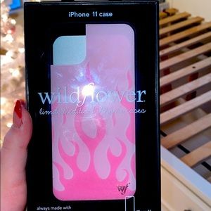 unused brand new pink flames wildflower case